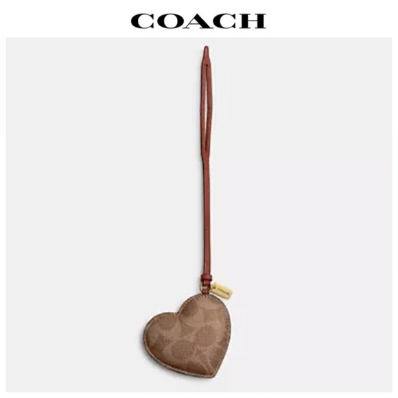 NWT COACH HEART PUFFY Coated Canvas & Glovetanned Leather Bag Charm/Keychain - Picture 3 of 9